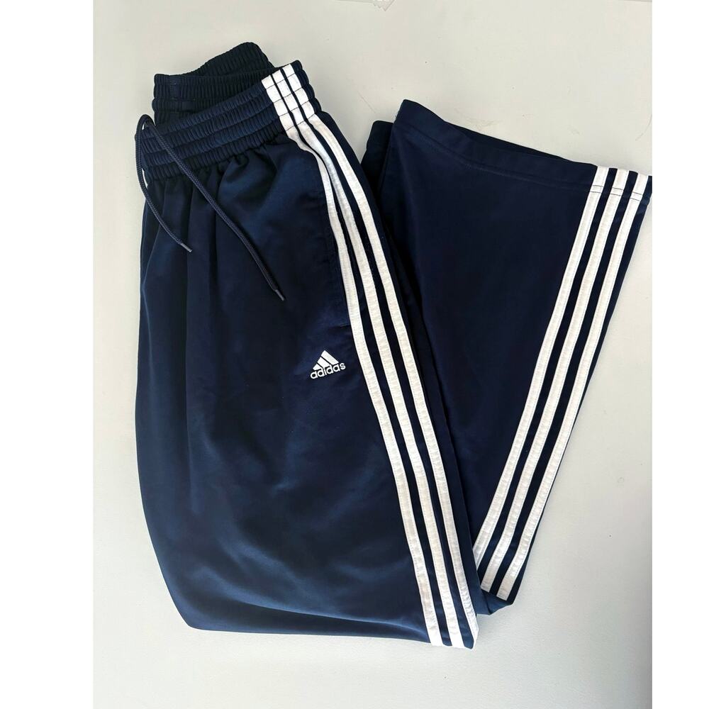 Adidas Navy 3-Stripe Track Pants y2k sporty streetwear athletic collegiate retro